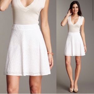 BCBG Shannon White Eyelet A-Line Skirt Size S